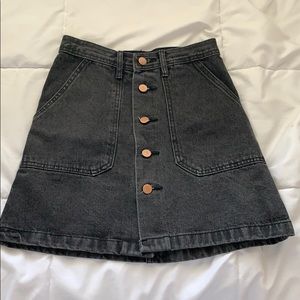 dark gray / black button down skirt